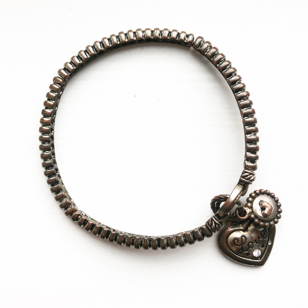 Vintage brassy gold Forever Love charm bracelet